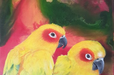 Sittichpaar Acryl Keilrahmen Anke Buchmann Bramsche