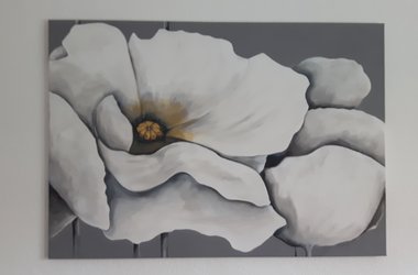 Blüte grau Keilrahmen Acryl Acrylbild malen