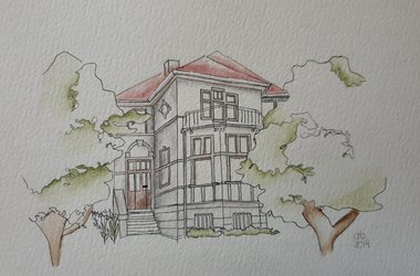 Stadtvilla- Aquarell, Zeichnungen