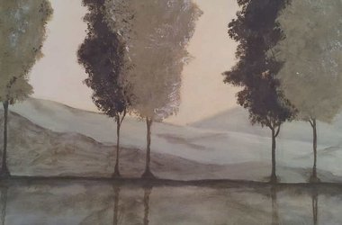 Bäume am See Acrylbild Acryl Malen Anke Buchmann Keilrahmen